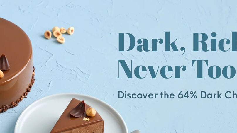 dark chocolate noisette cake banner