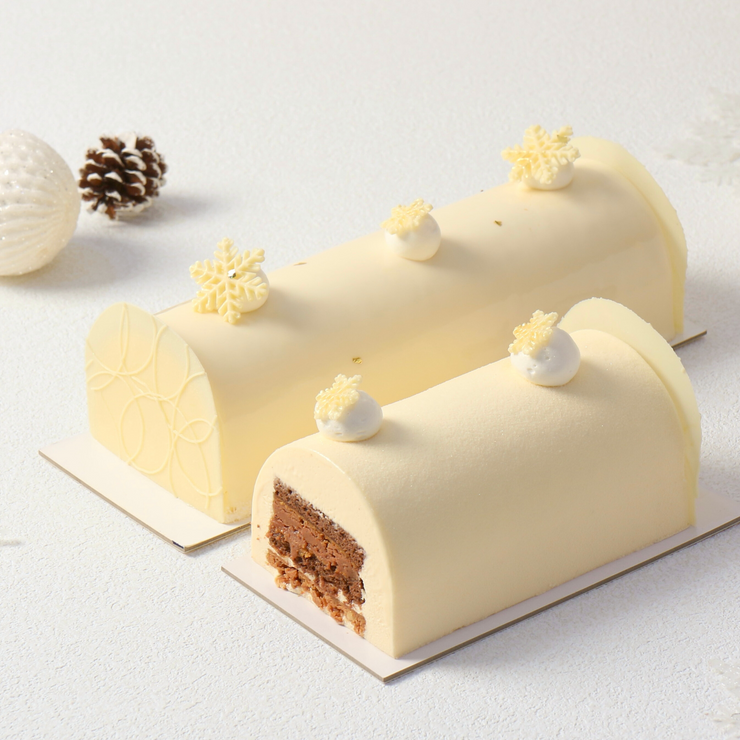 christmas gift idea: Hazelnut Praline christmas Log Cake for family